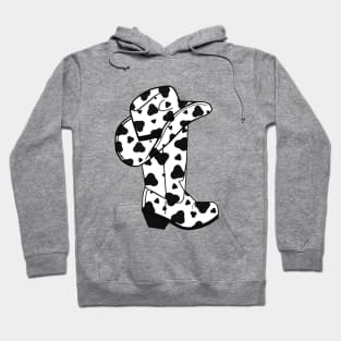 BLACK Cow Spots Cowboy Boots Hoodie